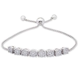 Macy’s 8-Stone Diamond Bracelet SS Bolo Chain
